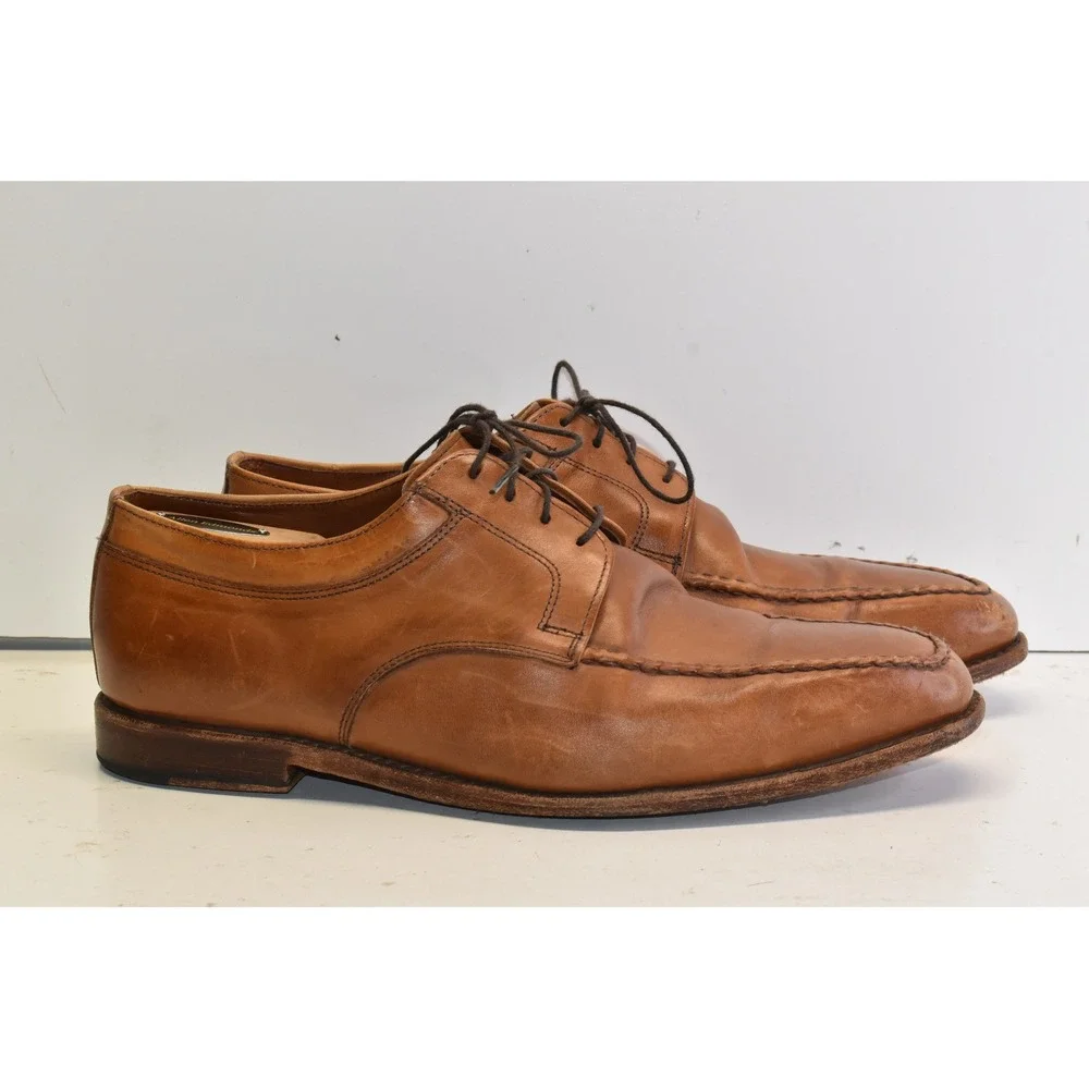 Allen Edmonds Charleston Derby Oxford Shoes Tan Mens 9.5 E Split Toe Leather